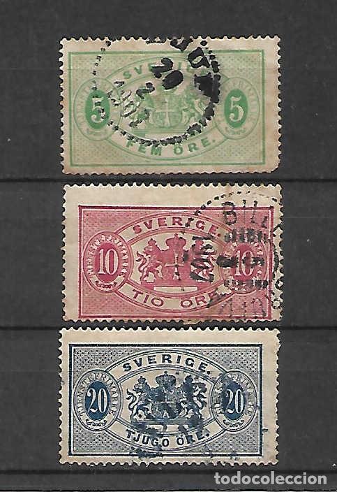 Sellos: 3 sellos de SERICE (Cl&aacute;sicos), de Suecia . sellos a&ntilde;os 1874/96