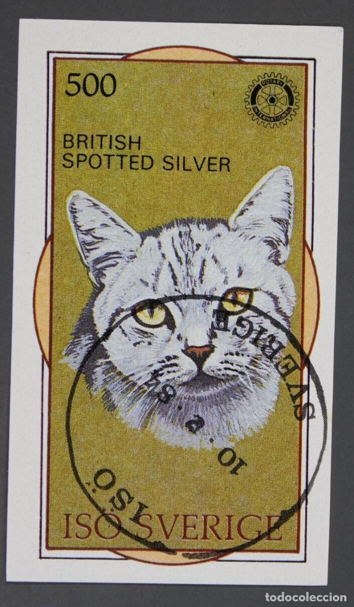 Sellos: ISO SUECIA 1984 SHEET USED MNH ROTARY EL BRITANICO PLATEADO BRITISH SPOTTED CATS CHATS GATOS