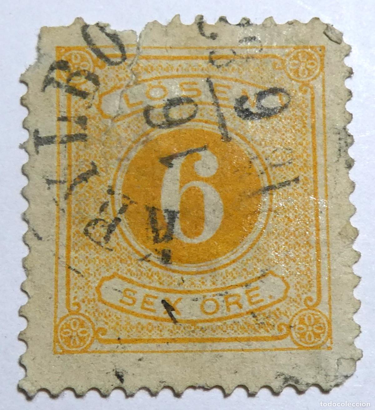 Sellos: Sello postal de Suecia, 6 &ouml;re 1877