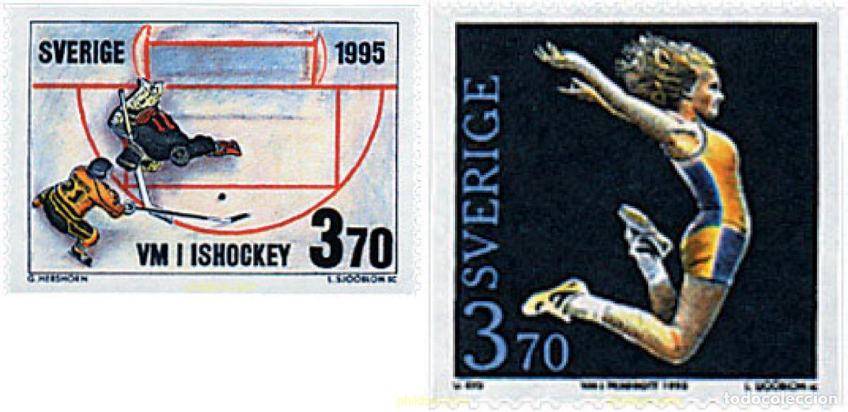 Sellos: 70347 MNH SUECIA 1995 CAMPEONATOS DEL MUNDO DE HOCKEY SOBRE HIELO Y DE ATLETISMO