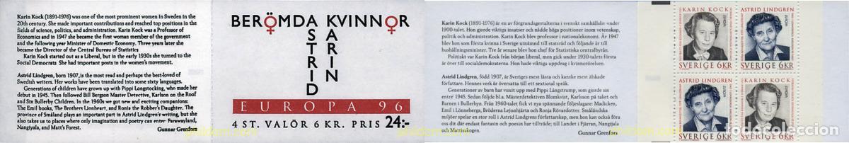 Sellos: 2389 MNH SUECIA 1996 EUROPA CEPT. MUJERES CELEBRES