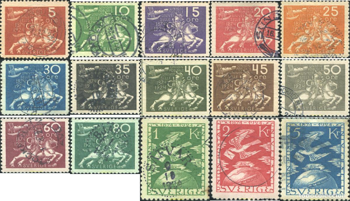 Sellos: 370678 USED SUECIA 1924 50 ANIVERSARIO DE LA UPU