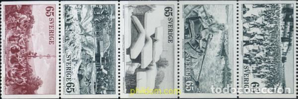 Sellos: 6034 MNH SUECIA 1973 50 CARRERA DE ESQUI EN VASA. PINTURAS Y FOTOS