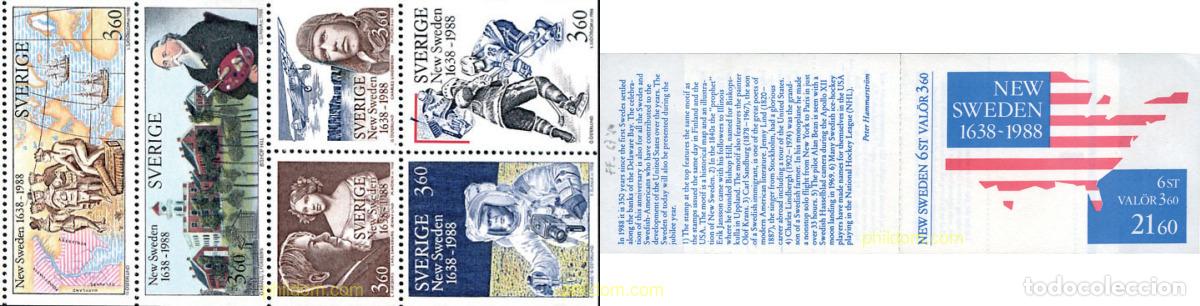 Sellos: 1871 MNH SUECIA 1988 350 ANIVERSARIO DE NUEVA SUECIA