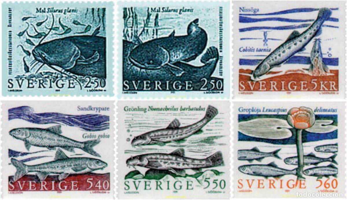 Stamps: 75245 MNH SUECIA 1991 PECES DE AGUA DULCE