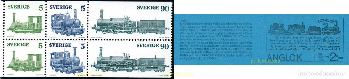 Sellos: 109275 MNH SUECIA 1975 LOCOMOTORAS DE VAPOR CONSTRUIDAS EN SUECIA