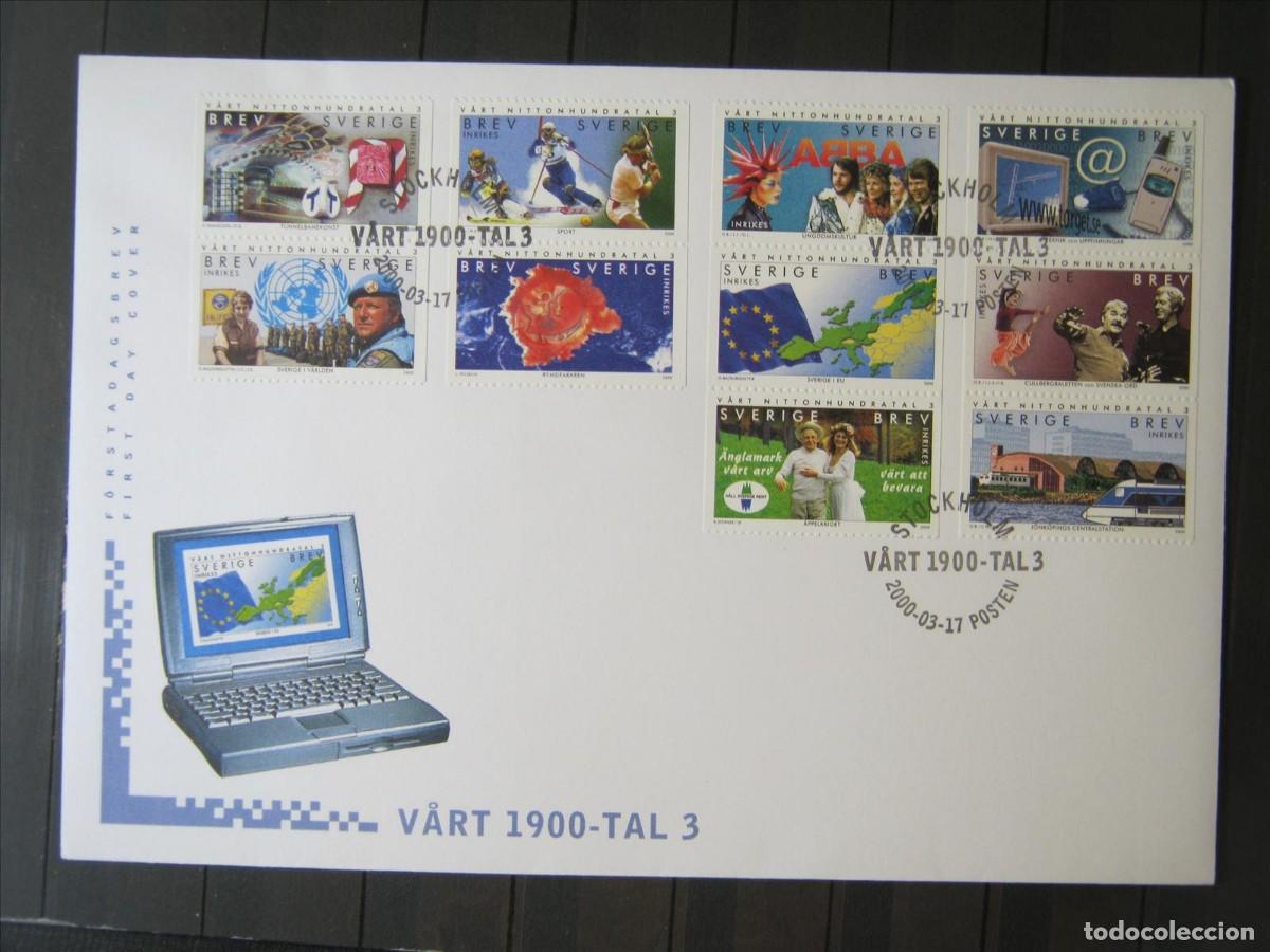 Sellos: SUECIA 2000 SERIE YVERT 2144/2153 EN FDC SPD PRIMER D&Iacute;A.