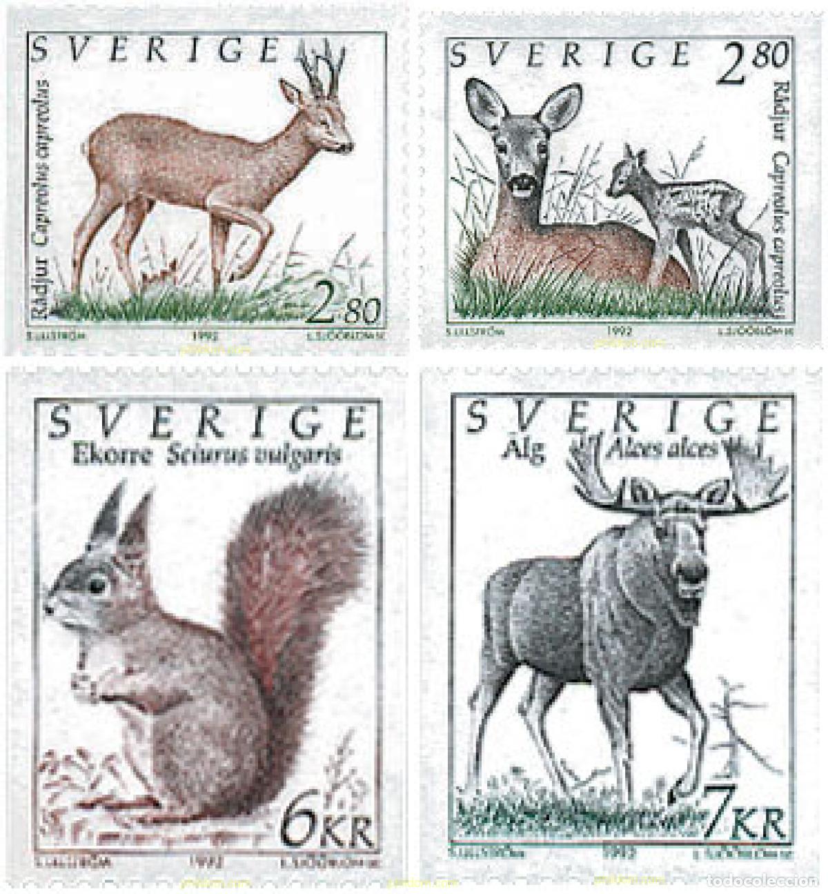 Sellos: 68894 MNH SUECIA 1992 FAUNA SALVAJE