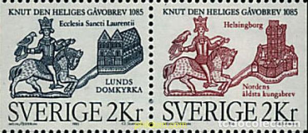 Briefmarken: 363960 MNH SUECIA 1985 900 ANIVERSARIO DEL ACTA DE DONACION DEL REY CANUTO EL SANTO