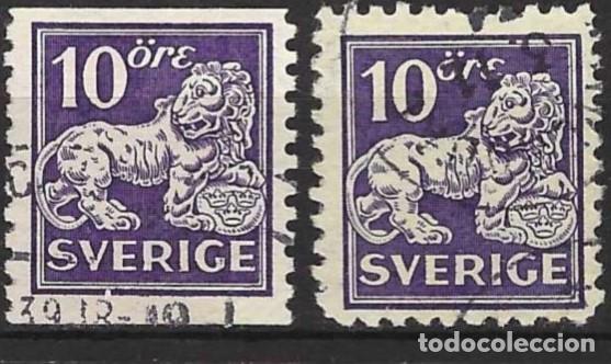 Sellos: Suecia 1925 - Mi 177 I WA & 177 I WB - YT 195 y 195a - Leon de Vasa
