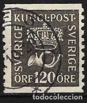 Briefmarken: Suecia 1925 - Mi 204 I WA - YT 203 - Corona y el cuerno postal