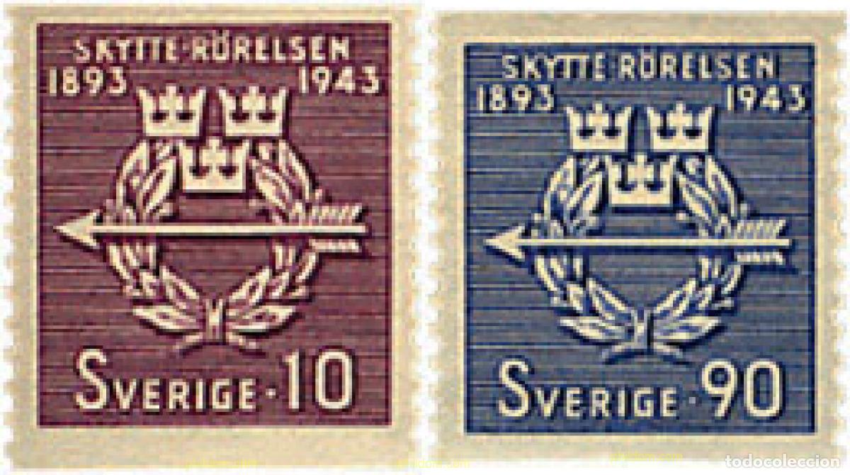 Sellos: 77957 MNH SUECIA 1943 50 ANIVERSARIO DE LA FUNDACION DE LA ORGANIZACION DE TIRADORES VOLUNTARIOS