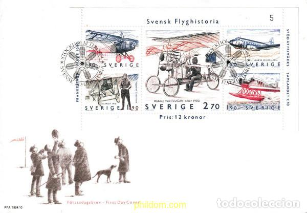Sellos: 377259 MNH SUECIA 1984 PIONEROS DE LA AVIACION SUECA