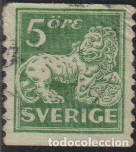Sellos: Suecia 1920 Scott 116 Sello &ordm; Leon Escultura de B. Foucquet Michel 126AW Yvert 123 Sweden Stamp