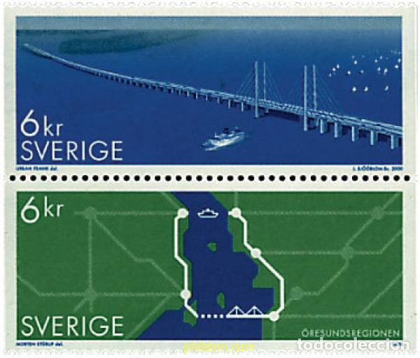 Sellos: 21 MNH SUECIA 2000 INAUGURACION DEL PUENTE ORESUND ENTRE SUECIA Y DINAMARCA