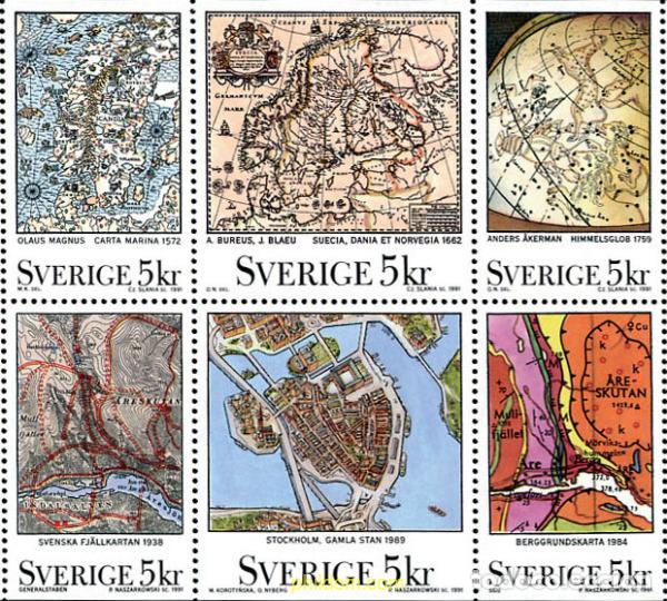 Sellos: 112708 MNH SUECIA 1991 MAPAS Y PLANOS
