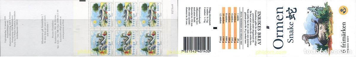 Sellos: 1991 MNH SUECIA 2001 A&Ntilde;O LUNAR CHINO - A&Ntilde;O DE LA SERPIENTE