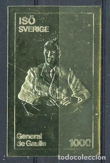 Sellos: SUECIA 1979 STAMP MNH IMPERF GOLD GENERAL CHARLES DE GAULLE