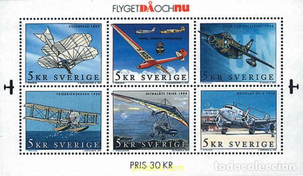 Sellos: 86399 MNH SUECIA 2001 HISTORIA DE LA AVIACION
