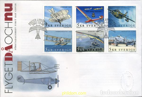 Sellos: 367422 MNH SUECIA 2001 HISTORIA DE LA AVIACION