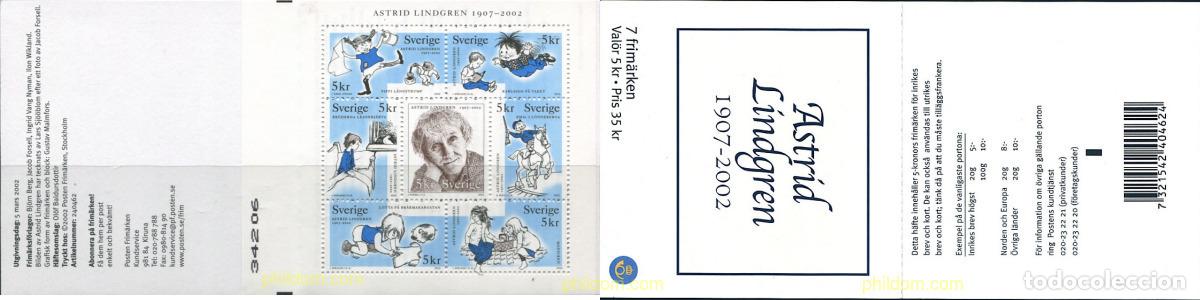 Sellos: 114167 MNH SUECIA 2002 ANIVERSARIO DE LA MUERTE DE ASTRID LINGREN
