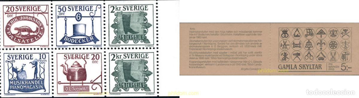 Sellos: 105925 MNH SUECIA 1985 ROTULOS ANTIGUOS DE TIENDAS
