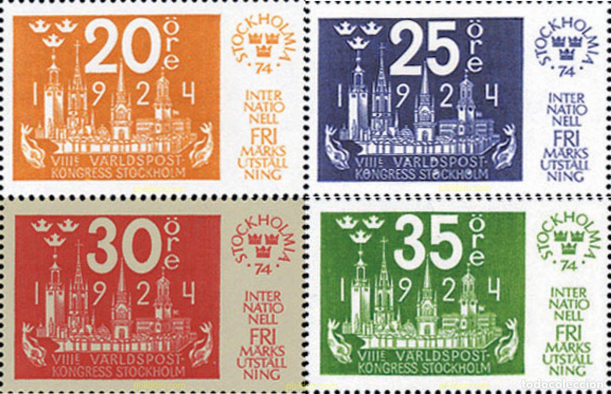 Sellos: 105864 MNH SUECIA 1974 STOCKHOLMIA 74. EXPOSICION FILATELICA INTERNACIONAL
