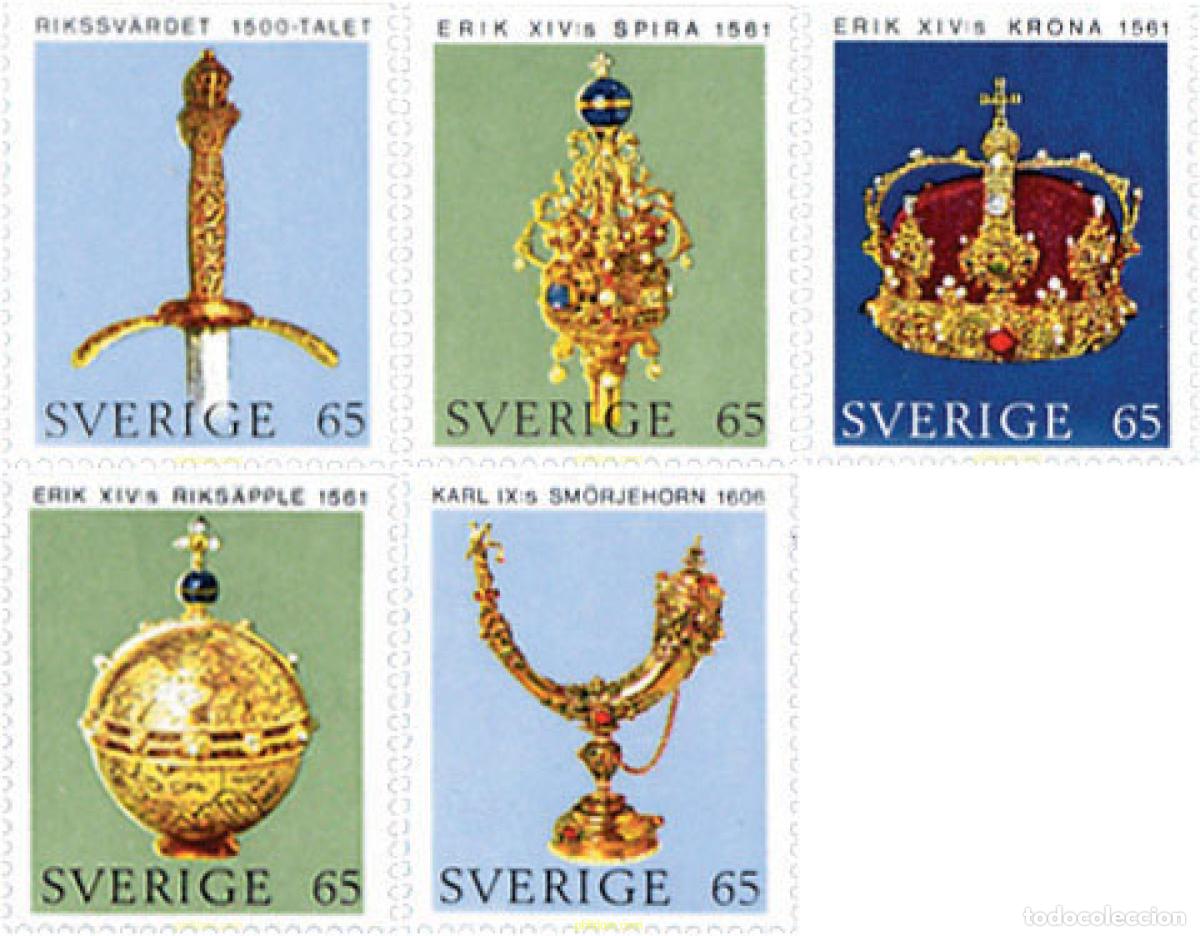 Sellos: 106412 MNH SUECIA 1971 INSIGNIAS REALES DE LA CAMARA DE TESOROS DEL CASTILLO REAL DE ESTOCOLMO