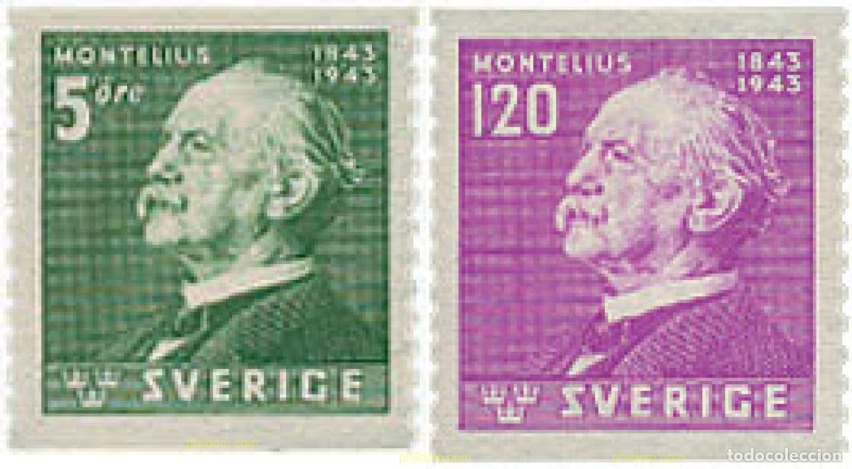 Selos: 107034 MNH SUECIA 1943 CENTENARIO DEL NACIMIENTO DE OSCAR MONTELIUS