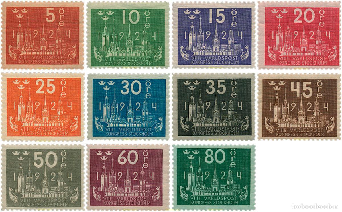 Selos: 363448 HINGED SUECIA 1924 8 CONGRESO DE LA UPU