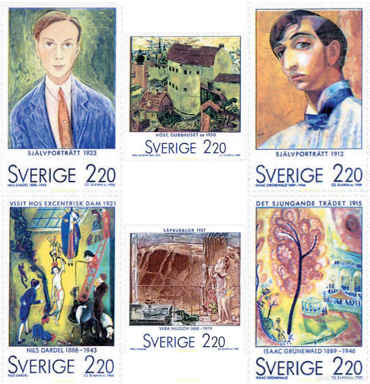 Briefmarken: 106931 MNH SUECIA 1988 CENTENARIO DEL NACIMIENTO DE PINTORES SUECOS