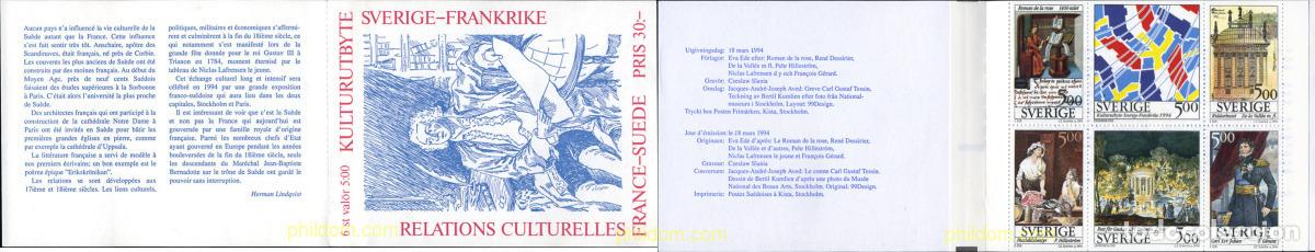 Sellos: 106985 MNH SUECIA 1994 RELACIONES CULTURALES ENTRE FRANCIA Y SUECIA