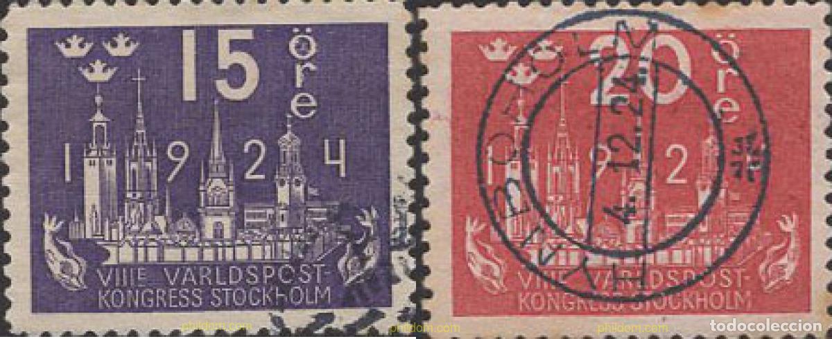 Sellos: 660538 USED SUECIA 1924 8 CONGRESO DE LA UPU