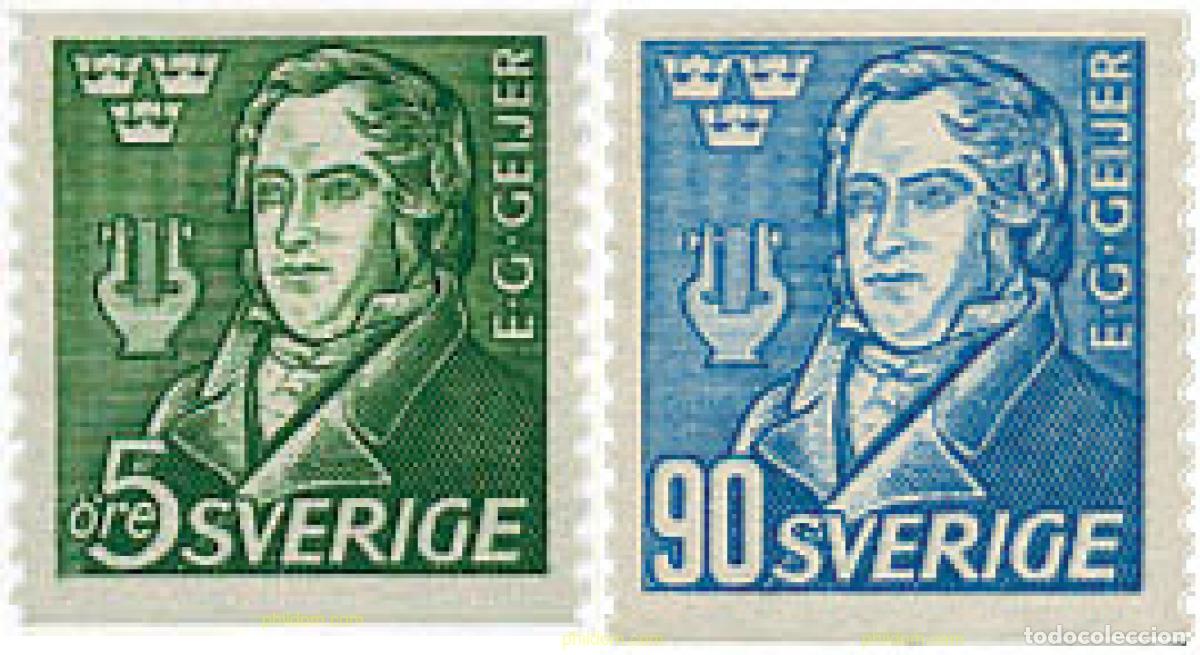 Sellos: 107141 MNH SUECIA 1947 CENTENARIO DE LA MUERTE DE ERIK GUSTAF GEINJER