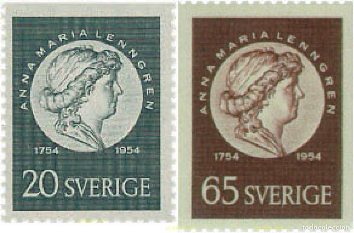 Sellos: 107375 MNH SUECIA 1954 BICENTENARIO DEL NACIMIENTO DE ANNA MARIA LENNGREN
