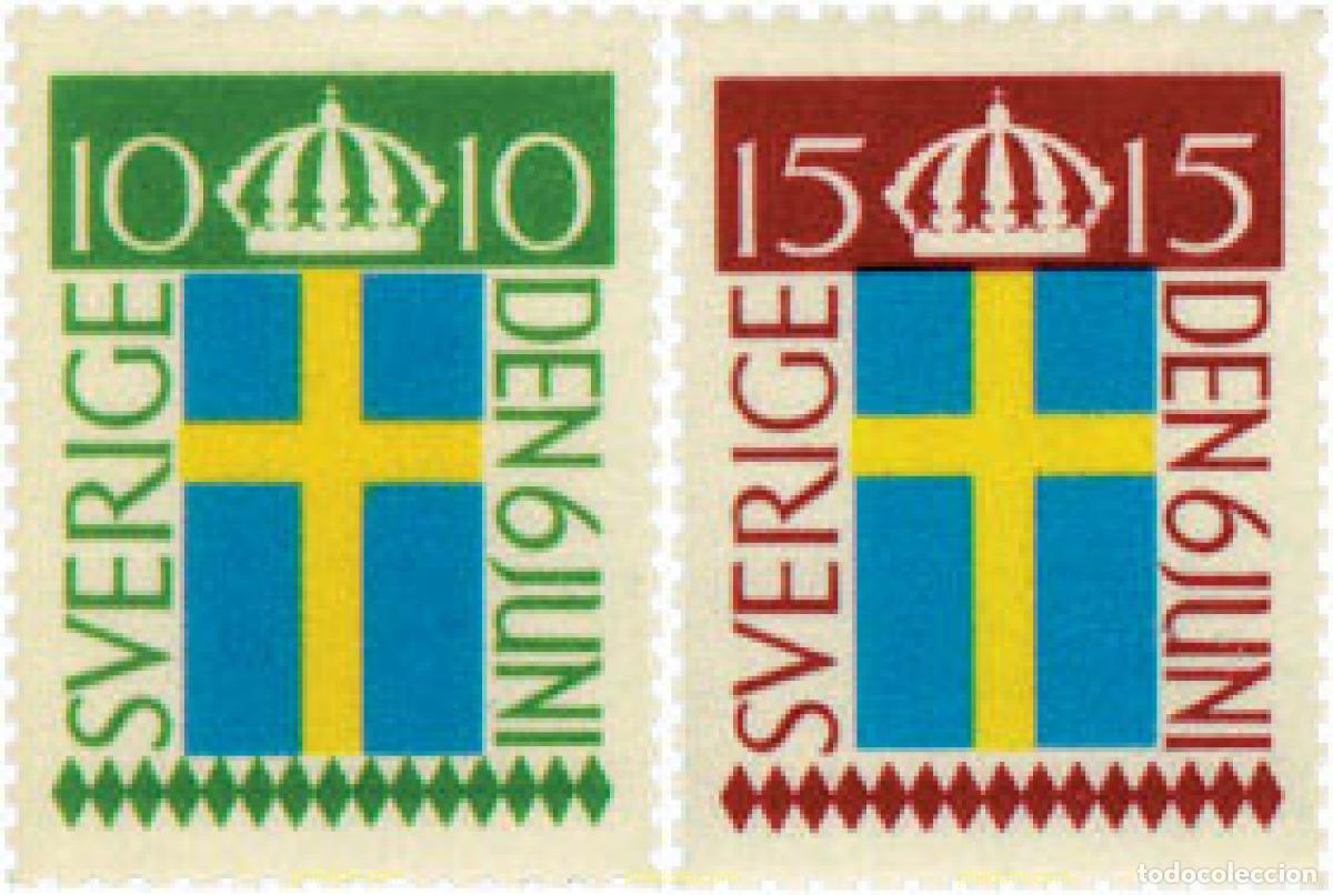 Sellos: 240092 HINGED SUECIA 1955 FIESTA NACIONAL Y CINCUENTENARIO DE LA BANDERA NACIONAL