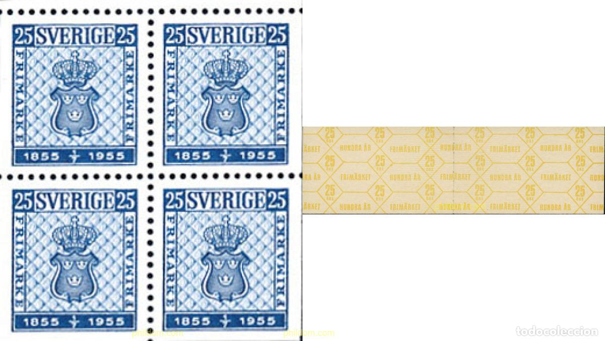 Sellos: 107400 MNH SUECIA 1955 CENTENARIO DEL PRIMER SELLO DE SUECIA