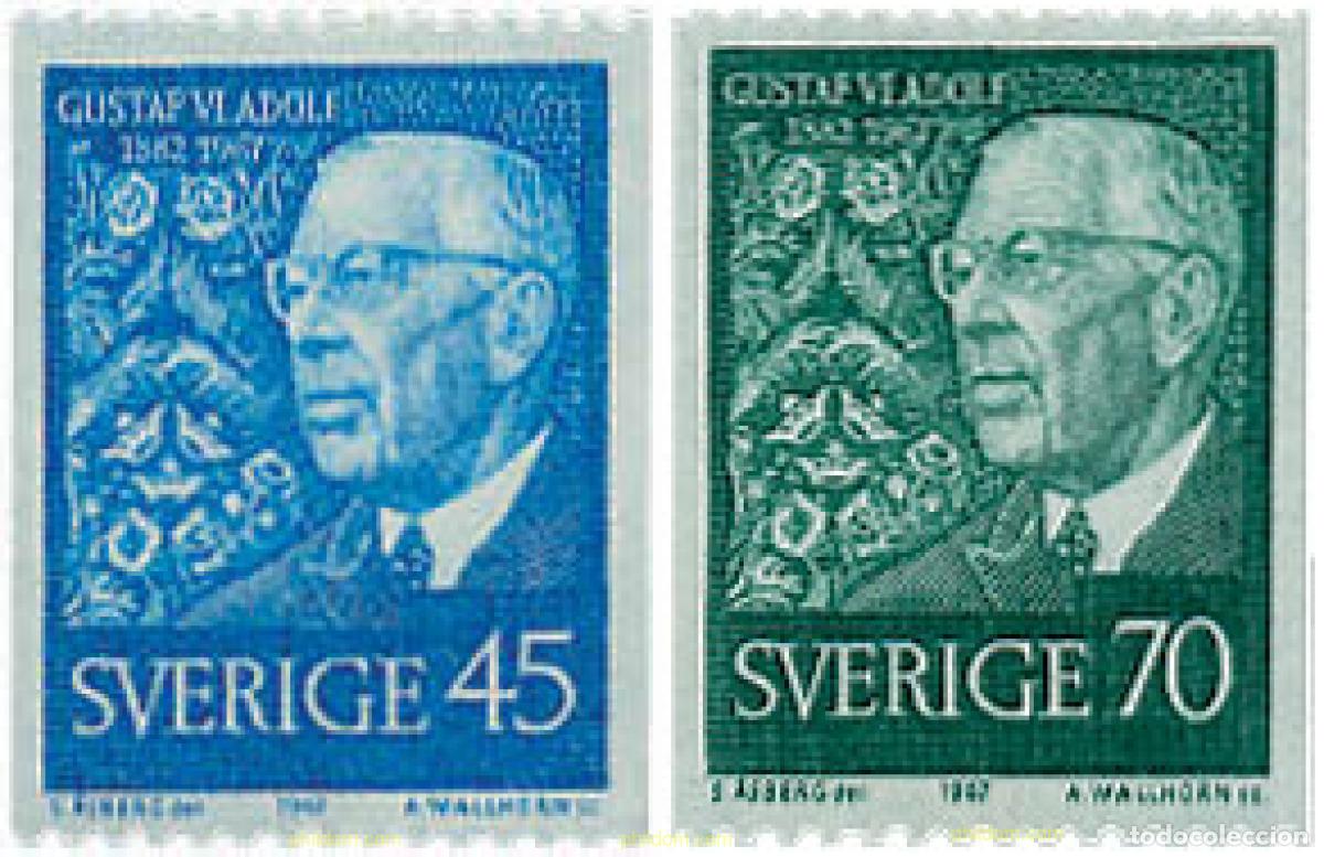 Sellos: 108240 MNH SUECIA 1967 85 ANIVERSARIO DEL REY GUSTAVO VI ADOLFO