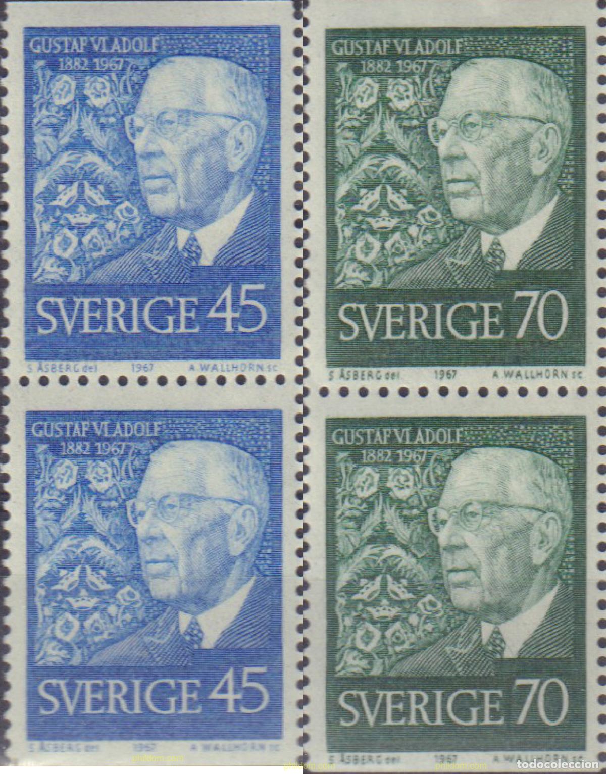 Sellos: 594532 MNH SUECIA 1967 85 ANIVERSARIO DEL REY GUSTAVO VI ADOLFO