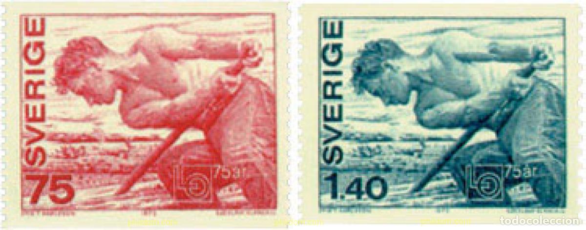 Sellos: 109112 MNH SUECIA 1973 75 ANIVERSARIO DE LA CONFEDERACION SINDICAL OBRERA