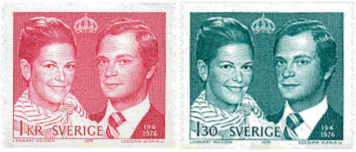 Sellos: 109632 MNH SUECIA 1976 BODA DEL REY CARLOS XVI GUSTAVO Y SILVIA SOMMERLATH
