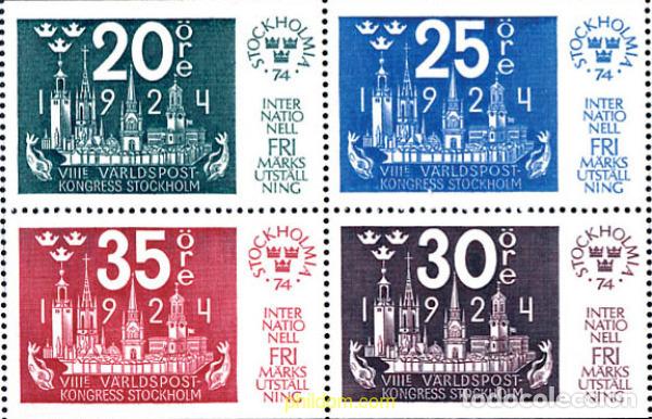 Sellos: 109206 MNH SUECIA 1974 STOCKHOLMIA 74. EXPOSICION FILATELICA INTERNACIONAL