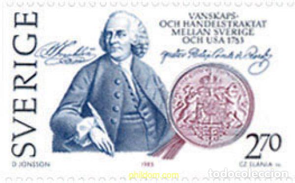 Sellos: 109941 MNH SUECIA 1983 BICENTENARIO DE LA FIRMA DEL TRATADO ENTRE SUECIA Y LOS ESTADOS UNIDOS
