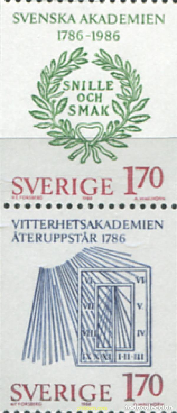Sellos: 112136 MNH SUECIA 1986 BICENTENARIO DE LA ACADEMIA SUECA Y DE LA REAL ACADEMIA DE BELLAS ARTES E HI