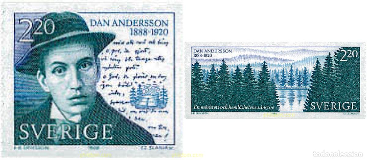 Sellos: 112525 MNH SUECIA 1988 CENTENARIO DEL NACIMIENTO DE DAN ANDERSSON