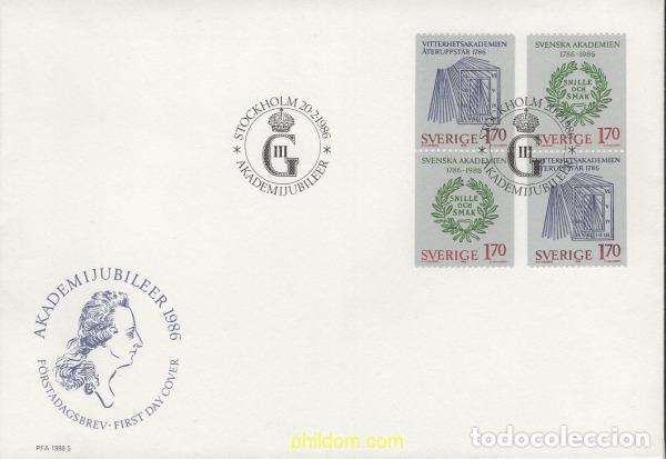 Sellos: 436266 MNH SUECIA 1986 BICENTENARIO DE LA ACADEMIA SUECA Y DE LA REAL ACADEMIA DE BELLAS ARTES E HI