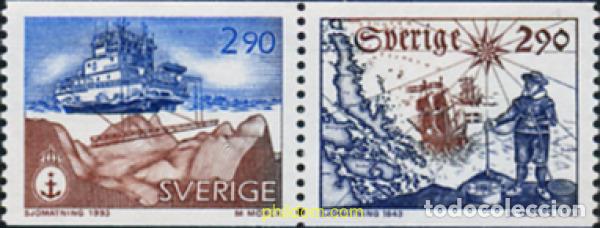 Sellos: 364015 MNH SUECIA 1993 350 ANIVERSARIO DE LA CREACION DEL SERVICIO HIDROGRAFICO