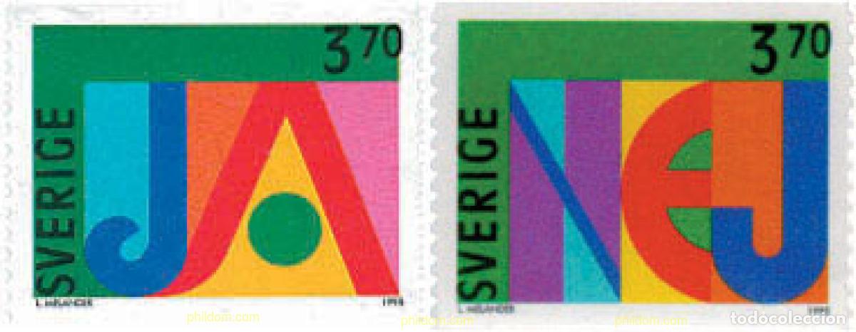 Sellos: 113621 MNH SUECIA 1995 REFERENDUM POR LA ADHESION CONSEJO EUROPEO