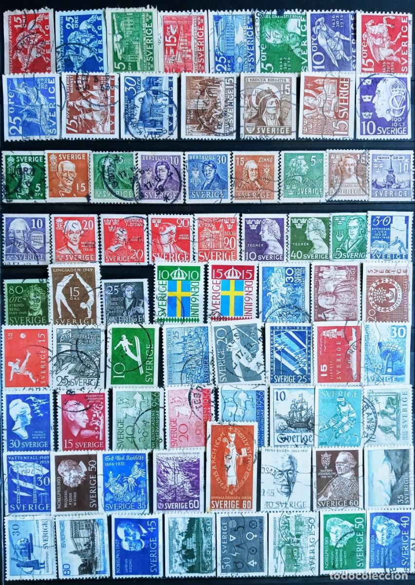 Sellos: SUECIA - IVERT LOTE DE 136 SELLOS CONMEMORATIVOS USADOS - LOS DE LAS 2 FOTOS