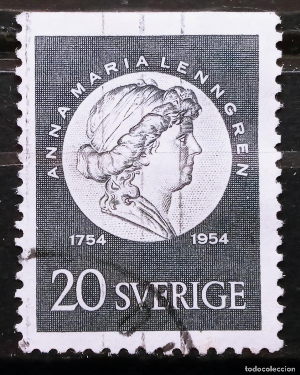 Sellos: SUECIA - IVERT 387a USADO - BICENTEN. NACIMIENTO DE LA POETISA ANNA MARIA LENNGREN EL DE LA FOTO